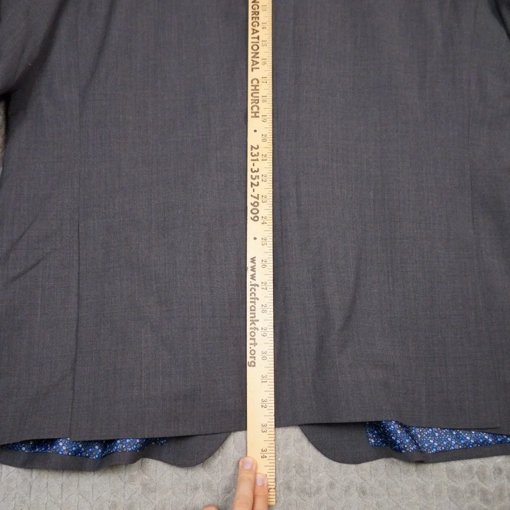 Paul Fredrick Blazer Men 52L Grey Sport Coat Wool Blend Stretch Floral Pattern